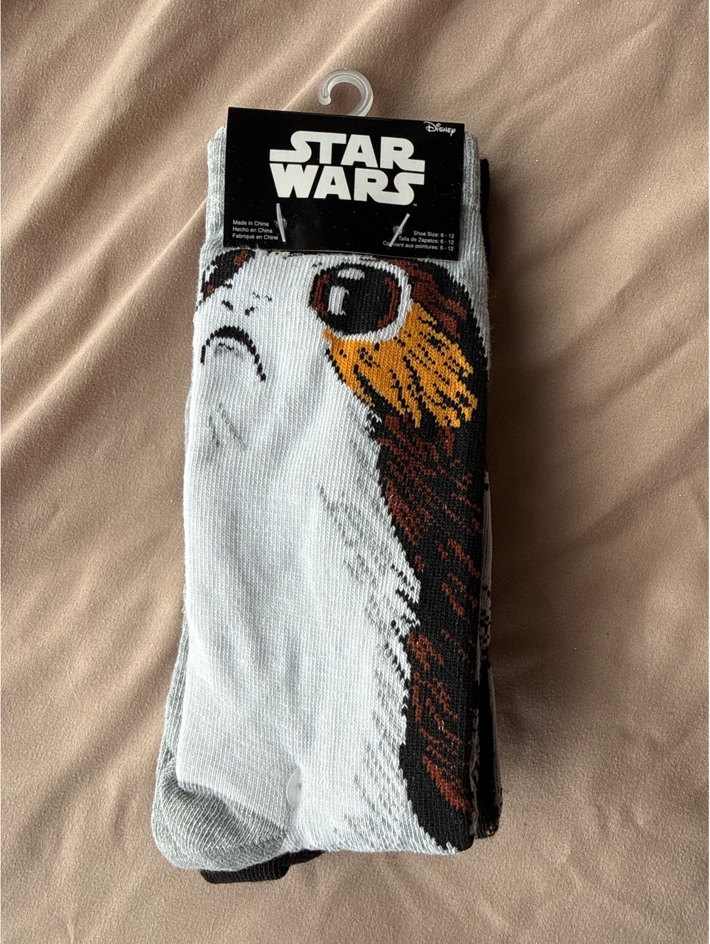 Star Wars Porg Character Crew Socks - Black and White, New with Tags
